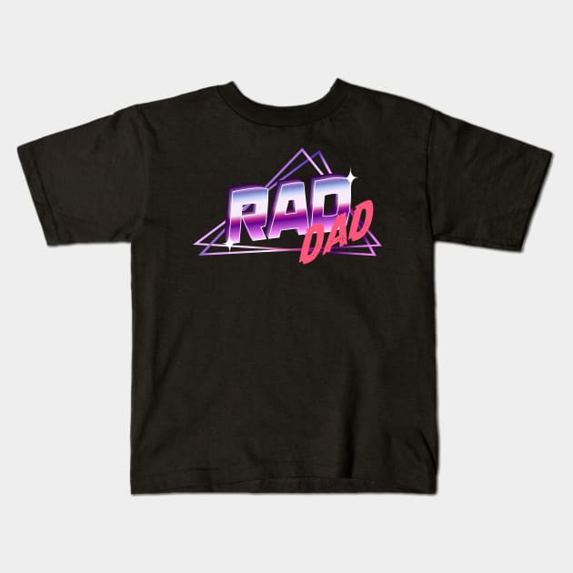 Rad Dad Retro Vintage 80's Synthwave Kids T-Shirt by OrangeMonkeyArt